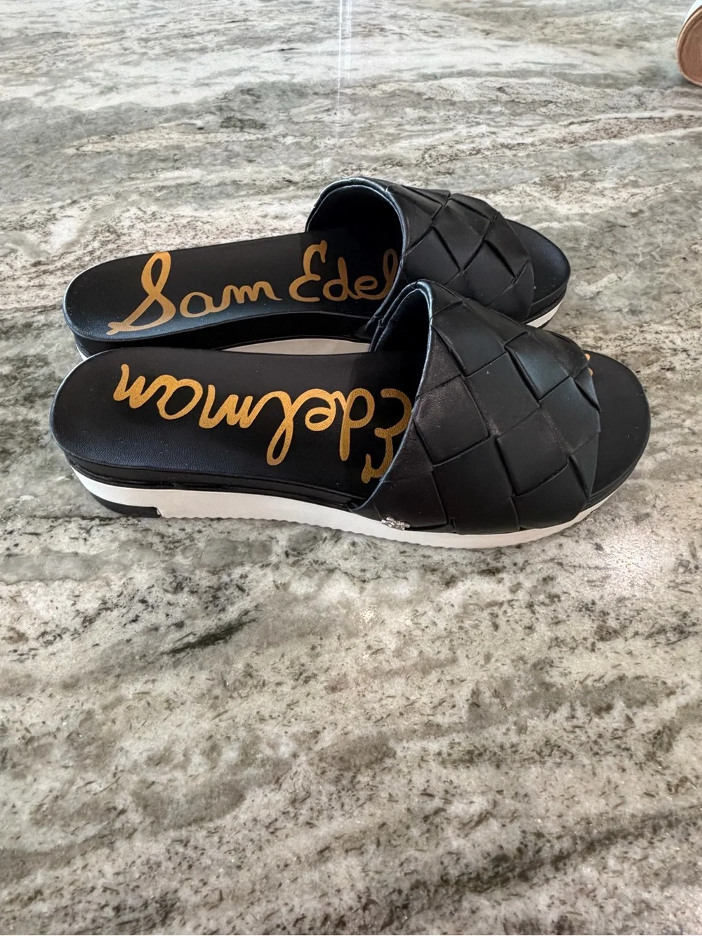 Sam Edelman Black Woven Slide Mule